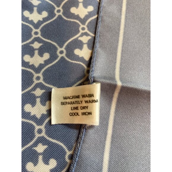 Vitg Square Scarf Moroccan Geometric Blue White Neck Wrap Bandana Italian Made - Picture 6 of 7